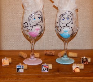 Wine glasses and charms